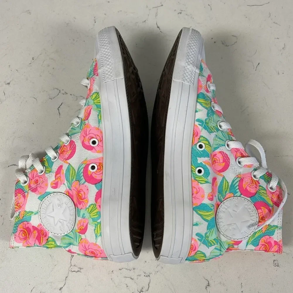 Converse Chuck Taylor All Star Canvas UNISEX HIGH TOP SHOE Neon Floral Rose 8